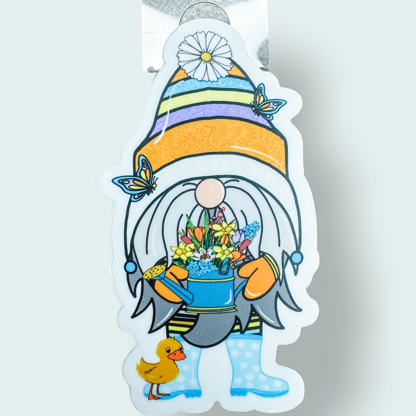Blue Floral Gnome Sticker