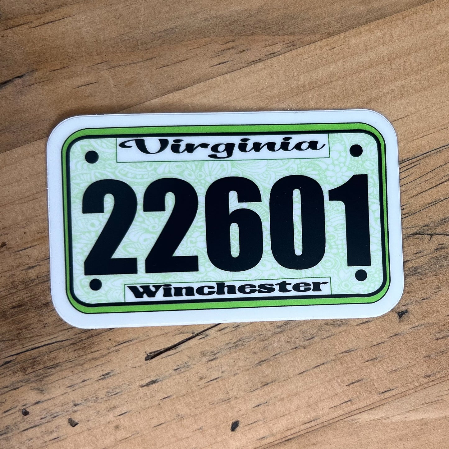 Town Zip Code License Plate Sticker