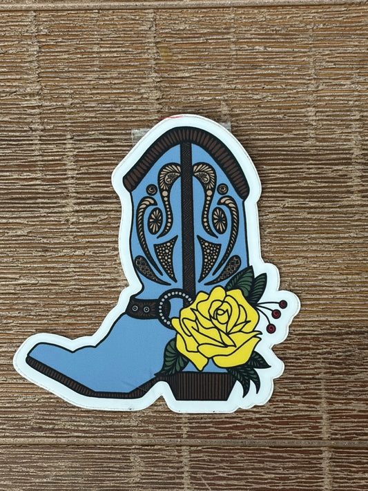 Blue Country Yellow Rose Boot