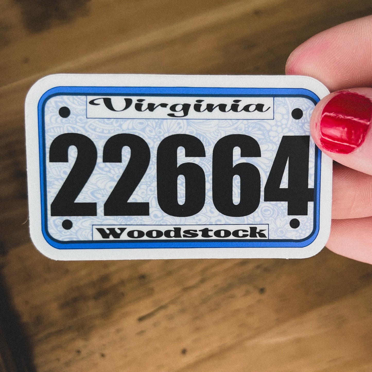 Town Zip Code License Plate Sticker