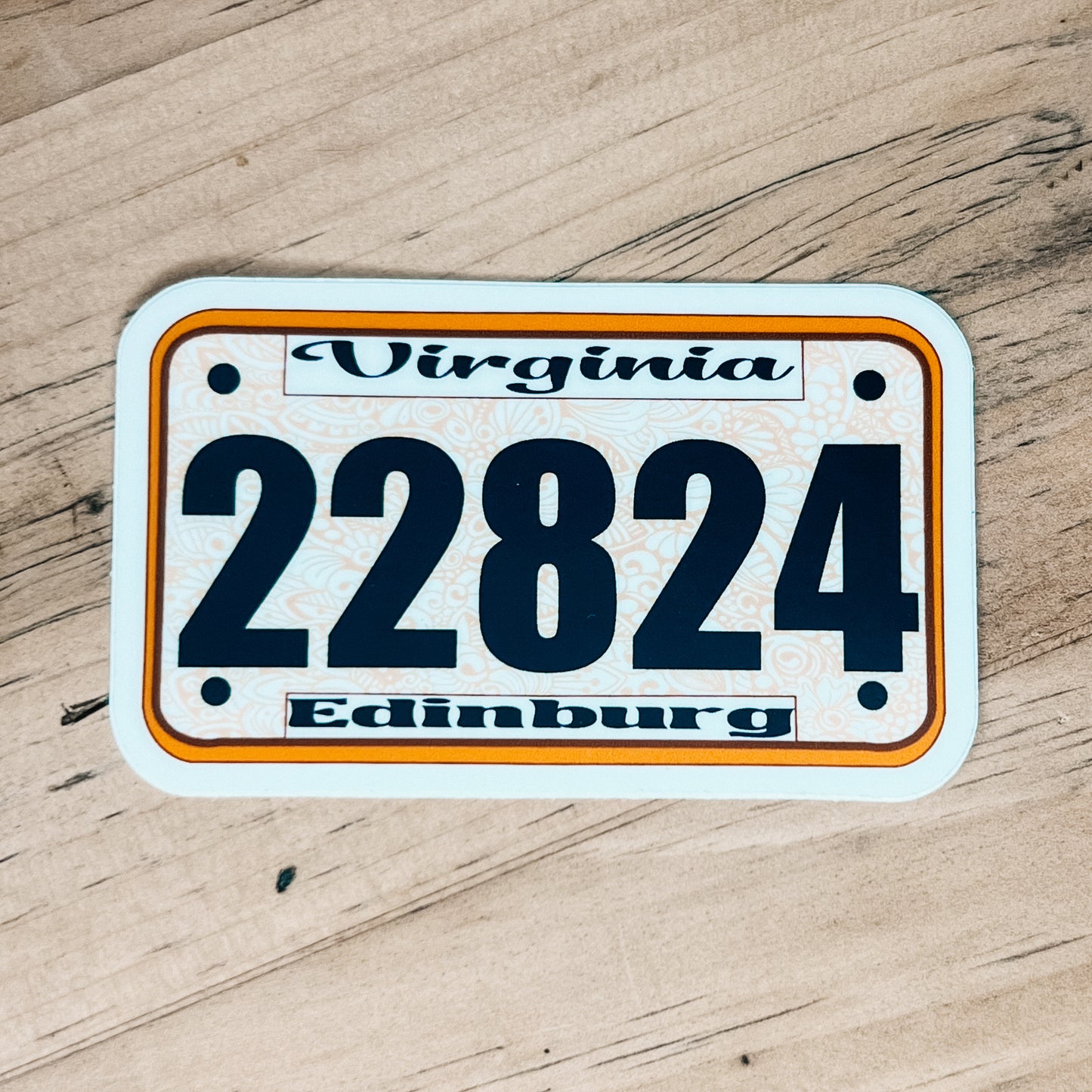 Town Zip Code License Plate Sticker