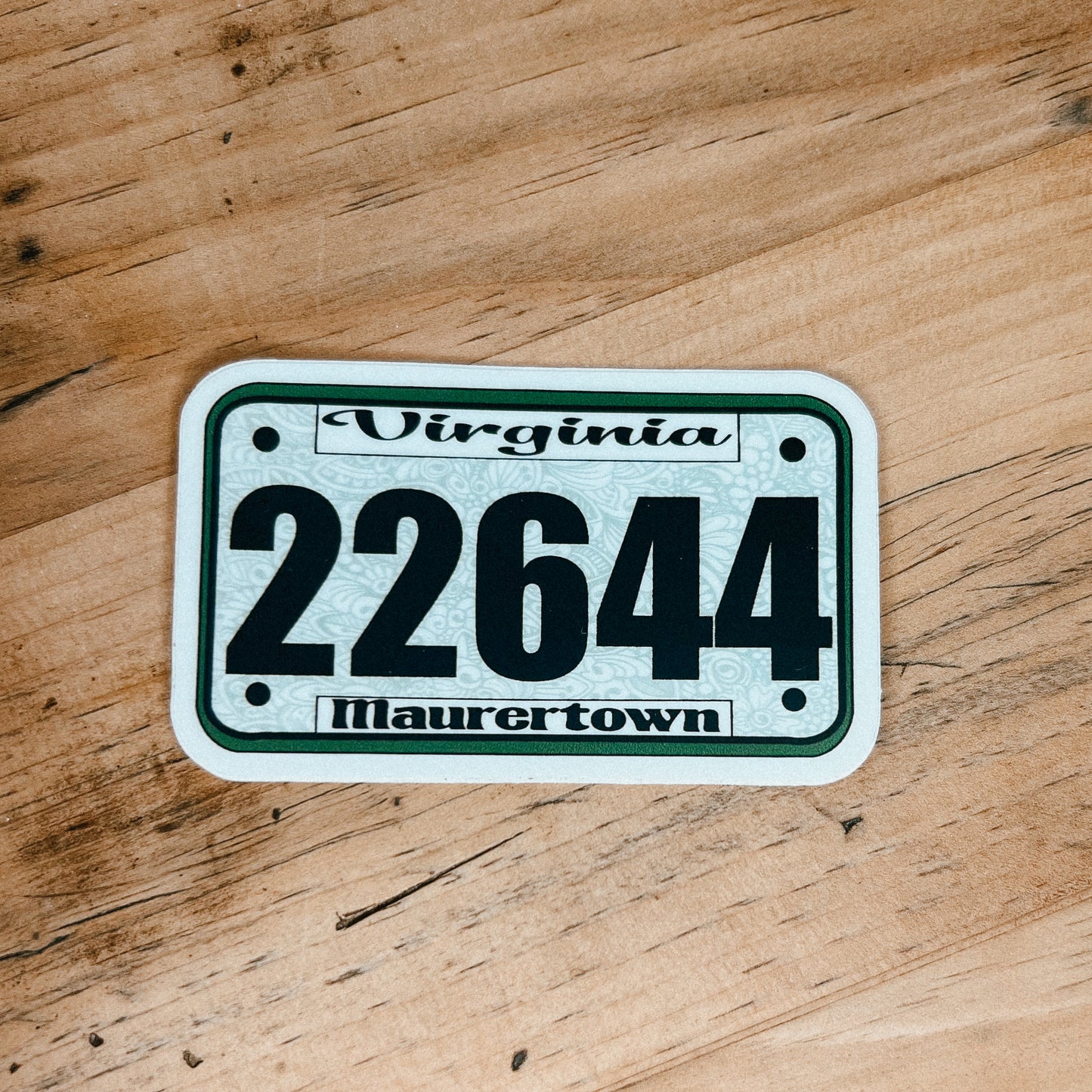 Town Zip Code License Plate Sticker