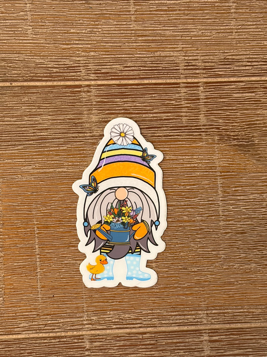 Blue Floral Gnome Sticker