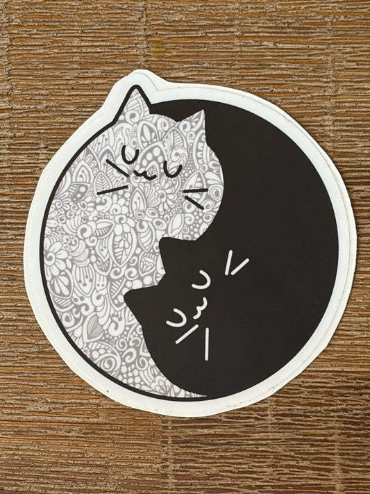 Ying Yang Cat Sticker